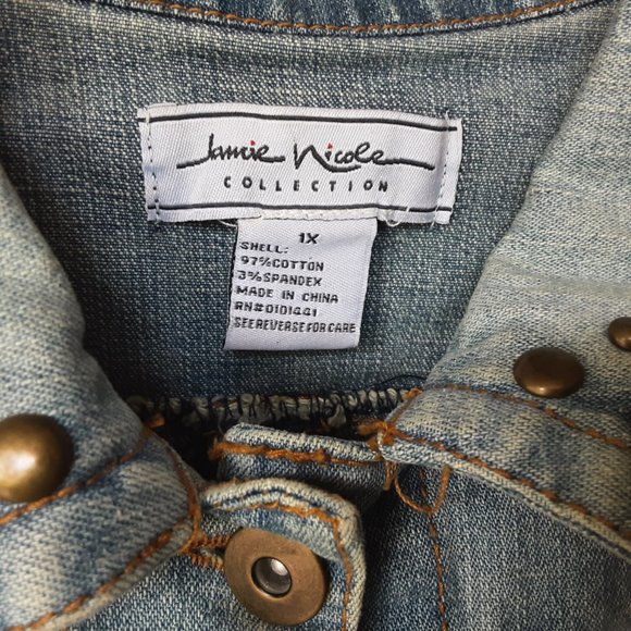 Jamie Nicole studded jean jacket Size 1X - Picture 2 of 4